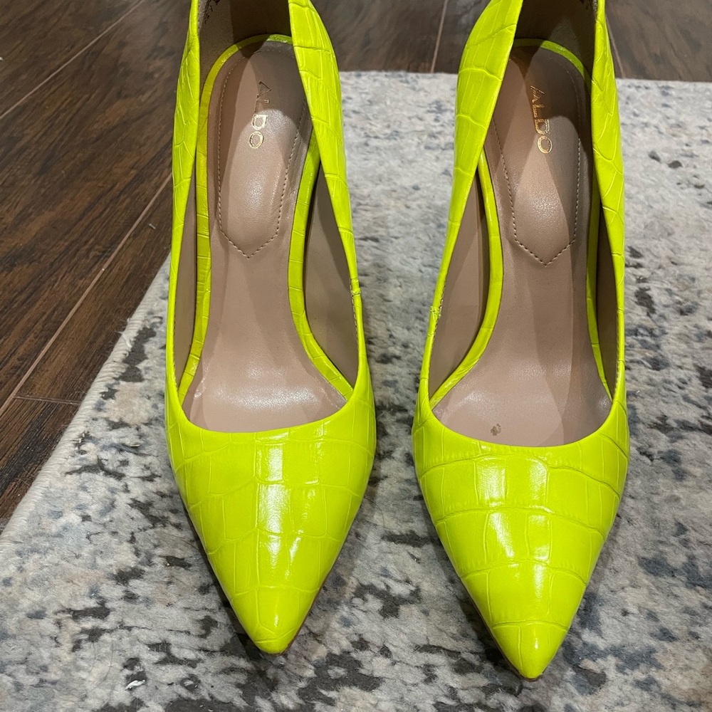 Aldo Yellow Minimalist Heels